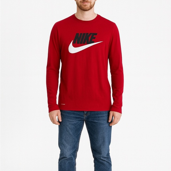 Nike Size Small Red Long-Sleeve Shirt - Picture 1 of 5